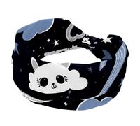 Wide Women's Headbands Cute Panda Star Clound Moon Pattern Elastic Hairband Non-Slip Headband Sweatband Yoga Head Band for Workout, Gym, Running, Fitness, Sport