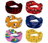 Wide Womens Headbands Red 3D Geometric Hearts Love Pattern 6 Pieces Elastic Hairband Non-Slip Headband Sweatband Yoga Head Band for Workout, Gym, Running, Fitness, Sport