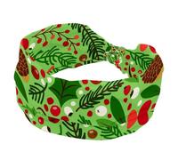 Wide Womens Headbands Red Flower Green Leaf Elastic Hairband Non-Slip Headband Sweatband Yoga Head Band for Workout, Gym, Running, Fitness, Sport