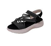 Wide Women's Sandals, Breathable Neckline, Platform Sole, Slip-on, Lightweight Summer Sandals, Airy Construction, Comfortable Step Sandals, Leisure Summer Shoes, Beach Shoes, black, 6 UK