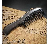 Wide Wooden Handle Toothed Comb Natural Black Horn Hair Comb