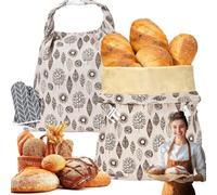 Wide Zipper Access Cotton Beeswax Bread Bag, 2pcs Portable Bread Bags For Homemade Breads, Reusable Beeswax Bags For Sourdough, Keeps Fresh Longer Food Storage Bag, All Types Of Breads (1PCS - F)