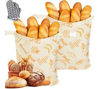Wide Zipper Access Cotton Beeswax Bread Bag, 2pcs Portable Bread Bags For Homemade Breads, Reusable Beeswax Bags For Sourdough, Keeps Fresh Longer Food Storage Bag, All Types Of Breads (2PCS - B)