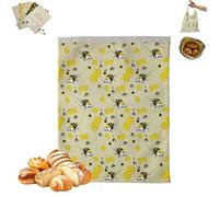 Wide Zipper Access Cotton & Beeswax Bread Bags for Sourdough, Beeswax Bread Bag with Zipper Reusable, Organic Cotton Sourdough Bread Bag, 16.92×12.99In,Portable Design, Eco-Friendly Fresh (B)