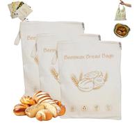 Wide Zipper Access Cotton & Beeswax Bread Bags for Sourdough, Beeswax Bread Bag with Zipper Reusable, Organic Cotton Sourdough Bread Bag, 16.92×12.99In,Portable Design, Eco-Friendly Fresh (3A)