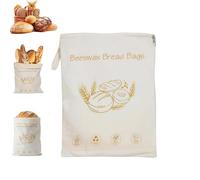 Wide Zipper Access Cotton & Beeswax Bread Bags for Sourdough, Reusable Eco-Friendly Storage Bags for Homemade Bread, Fruits, & Fresh Produce (2)