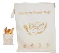 Wide Zipper Access Cotton & Beeswax Bread Bags for Sourdough,Reusable Large Capacity Bread Storage Bag,Eco-Friendly Fridge-Safe Cotton Beeswax Bags for Homemade Fresh Bread (1pcs)