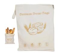 Wide Zipper Access Cotton & Beeswax Bread Bags for Sourdough, XL Reusable Beeswax Food Storage Bags with Zipper, Portable Cotton Food Storage Bag for Home Bakers to Keep Fresh