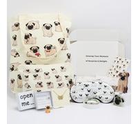 WIDEAL Pug Gifts for Pug Lovers - Tote Bag, Makeup Bag, Eye Sleep Mask Gift Set for Girls - Birthday, Christmas, Thank You Gifts for Mom, Teacher, Friend, Sister, Nurse (Pug)