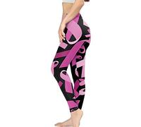 Wideasale Workout Leggings Stretch Yoga Pants Plus Size for Women XS-3XL Butt Lifting Leggings Full Length Tights, Breast Cancer Awareness Pink Ribbon, M