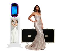 WideMeet 13.3 Inch DSLR Mirror Photo Booth Machine with LCD Touch Screen, RGB Light, APP Control, Portable Photobooth Flight Case Packing for Weddings Parties Events (White Photo Booth)