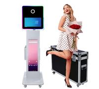 WideMeet 15.6 Inch DSLR Photo Booth Machine with LCD Touch Screen Portable Camera Photobooth Flight Case Packing for Weddings Parties Events (White Machine, 15.6 Inch Photo Booth Machine)