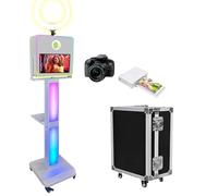 WideMeet DSLR Photo Booth Machine with 15.6 Touchscreen, Instant Printing Selfie Photo Booth Includes RGB Ring Light & Flight Case for Wedding Parties Events (White, Photo Booth Full Set)