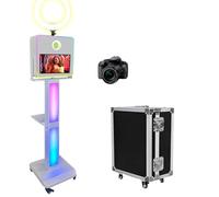 WideMeet DSLR Photo Booth Machine with 15.6 Touchscreen, Instant Printing Selfie Photo Booth Includes RGB Ring Light & Flight Case for Wedding Parties Events (White, Photo Booth+Camera)