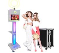 WideMeet DSLR Photo Booth Machine with 15.6 Touchscreen, Instant Printing Selfie Photo Booth Includes RGB Ring Light & Flight Case for Wedding Parties Events (White, Photo Booth Machine)