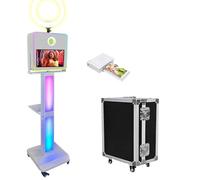 WideMeet DSLR Photo Booth Machine with 15.6 Touchscreen, Instant Printing Selfie Photo Booth Includes RGB Ring Light & Flight Case for Wedding Parties Events (White, Photo Booth+Printer)