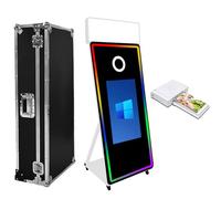 WideMeet Mirror Photo Booth 32 Inch Touch Screen Magic Mirror Booth Machine DSLR Photobooth Selfie 65 Inch Photobooth Machine for Wedding Party Event (White, 65"/32" Screen+Printer)