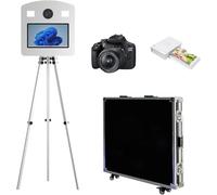 WideMeet Mirror Photo Booth Machine Magic Mirror Shell with 15.6 In LCD Touch Screen Liftable Camera Selfie Photobooth for Weddings Parties Events (Photo Booth Machine+Printer+Camera)