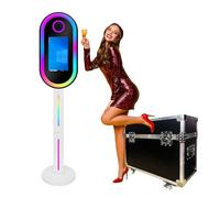 WideMeet Mirror Photo Booth with 15.6 Inch LCD Touch Screen Portable Magic Mirror Shell Stand Selfie Photo Booth for Wedding Party Event Rental (White Photo Booth Machine)