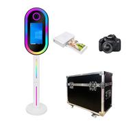 WideMeet Mirror Photo Booth with 15.6 Inch LCD Touch Screen Portable Magic Mirror Shell Stand Selfie Photo Booth for Wedding Party Event Rental (White Full Set)