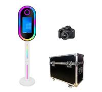 WideMeet Mirror Photo Booth with 15.6 Inch LCD Touch Screen Portable Magic Mirror Shell Stand Selfie Photo Booth for Wedding Party Event Rental (White Machine+Camera)