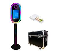 WideMeet Mirror Photo Booth with 15.6 Inch LCD Touch Screen Portable Magic Mirror Shell Stand Selfie Photo Booth for Wedding Party Event Rental (Black Machine+Printer)