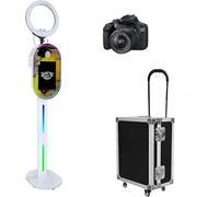 WideMeet Portable Camera Photo Booth with 15.6 inch Touch Screen Selfie Photobooth DSLR Photo Booth Machine for Weddings Parties Events (White Machine+Camera)