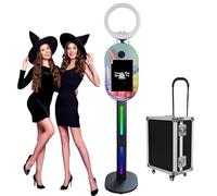 WideMeet Portable Camera Photo Booth with 15.6 inch Touch Screen Selfie Photobooth DSLR Photo Booth Machine for Weddings Parties Events (Black Machine, Mirror Photobooth Machine)