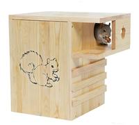 Widened Wooden Squirrel House Outdoor, Large Nesting Box with External Platform for Squirrels and Chipmunks