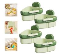 Wideous Curetoaway Suction Cup Sink Corner Rack Hole Food Waste Catcher for Sink Corner Basket for Food Scraps & Waste In Kitchen Sinks (Green, 4PCS)