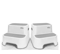 Wider Dual Height 2 Step Stool for Kids | Slip Resistant Soft Grip Toddler's Stool for Potty Training and Use in The Bathroom or Kitchen | BPA Free for Comfort and Safety (Pack of 2, Gray White)