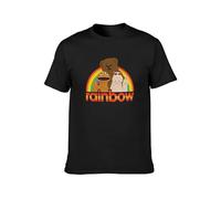 WIDER Rainbow Zippy Bungle George Unofficial T-Shirt Printed Graphic Black Mens Top Tee T-Shirt Black XL
