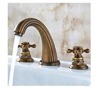 Widerspread Basin Faucets Gold Brass Bathroom Sink Faucet 3 Hole 8 inch Bathroom Basin Mixer Luxury Crystal Handle (Color : Antique Bronze)