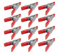 Wideskall 2" inch Mini Metal Spring Clamps w/Red Rubber Tips Clips (Pack of 12)
