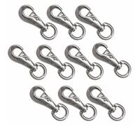 Wideskall® 4" Heavy Duty Bull Snap Latching Hook Round Swivel Eye Chrome Silver - Pack of 10