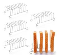 WideSmart 4 Pcs Toast Rack,Stainless Steel Toast Rack Toast Holder Bread Rack Holder Bread Holder Napkin Stand Bread Loaf Slice Stand Toast Storage Rack Rectangle Air Fryer Accessories Organizer
