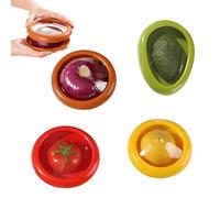 WideSmart 4PC Silicone Fruit and Vegetable Storage Containers Set for Fridge,Silicone Fruit Storage Box,Onion Storage Container, Avocado keeper,Tomato Saver,and Lemon holder,reusable