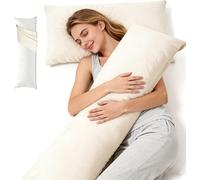 widesmile Long Body Pillows for Adults Maternity Pregnancy Pillow for Sleeping with Removable Velvet Cover Support Legs & Belly & Hips of Side Sleeper, 137CM, Cream