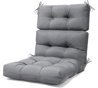 widesmile Outdoor Seat Cushion Replacement, Waterproof Thicked 112x53.3x10 cm Garden Adirondack Chair Cushions with Ties, High Back Rocking Chair Pad for Patio Furniture, Grey