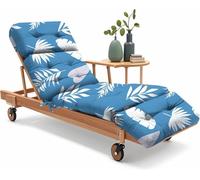 widesmile Sun Lounger Cushion Only Replacement Waterproof 189x58x12 cm Thicken Garden Sunlounger Cushions with Non-Slip Seat Pads for Indoor Outdoor Patio Reclining Chair, Blue Leaf