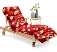 widesmile Sun Lounger Cushion Only Replacement Waterproof 189x58x12 cm Thicken Garden Sunlounger Cushions with Non-Slip Seat Pads for Indoor Outdoor Patio Reclining Chair, Red Peony