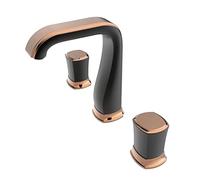 Widespread Basin Faucet Rose Gold Three Hole 8 Inch Bathroom Sink Faucet Sink Tap Basin Mixer Water Tap Gold Black White(Rose Gold) LWX