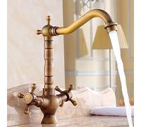 Widespread Kitchen Sink Faucet for Bar Farmhouse Commercial, Antique Two Handle Copper Bathroom Countertop Basin