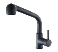 Widespread Kitchen Sink Faucet for Bar Farmhouse Commercial, Brass Black Kitchen Faucets, Pull Out Round Head Kitchen Button Crane, Cold Hot Water Sink Mixer Taps(Black,With hose size 1-2)