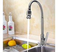 Widespread Kitchen Sink Mixer Tap, Faucets 360 Revolving Kitchen Bar Sink Faucet Single Cold Water Flexible Neck Laundrette Garden Outdoor Useers Cock(Deck Mount)