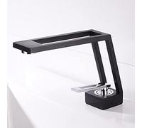 Widespread Square Sink Black Washbasin Basin Brass Hot and Cold Water Mixer Tap, Single Handle Hole Bathroom Mixing Ceramic Valve Core,B(D)