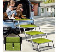 Widest 20" Dog Ramps for Large Dogs,Dog Car Ramp with Non-Slip Surface,Portable Aluminum Foldable Dog Steps,Lightweight Dog Stairs for Cars SUV, High Beds & Trucks, Supports up to 250 lbs, 4 Steps