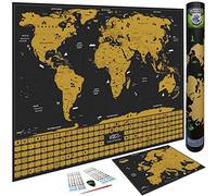 WIDETA Scratch off world map with flags of countries (60 x 42 cm)/ Including Europe Map and accessories