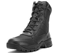 WIDEWAY Men's 8 Inches Military Tactical Work Boots Side Zipper Lightweight Army Combat Boots Durable Outdoor Work Boots Desert Boots, Black, 9 UK