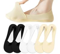 Widisun Non Slip Invisible Socks Ladies - No Show Trainer Socks Womens Non Slip Invisible Socks Ladies Low Cut Liner Footies Breathable for Summer, Perfect Fit Blac, White, Beige